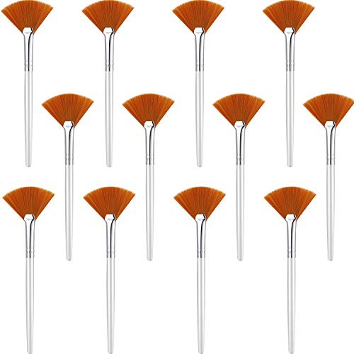  Boao 12 Pieces Facial Brushes Fan Mask Brushes Acid Applicator Soft Makeup Brushes Cosmetic Tools for Peel Masques