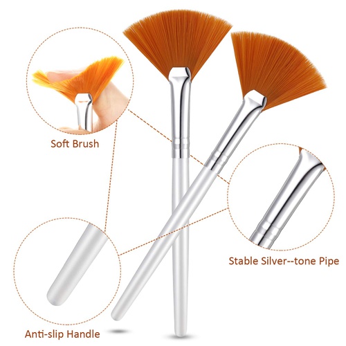  Boao 12 Pieces Facial Brushes Fan Mask Brushes Acid Applicator Soft Makeup Brushes Cosmetic Tools for Peel Masques