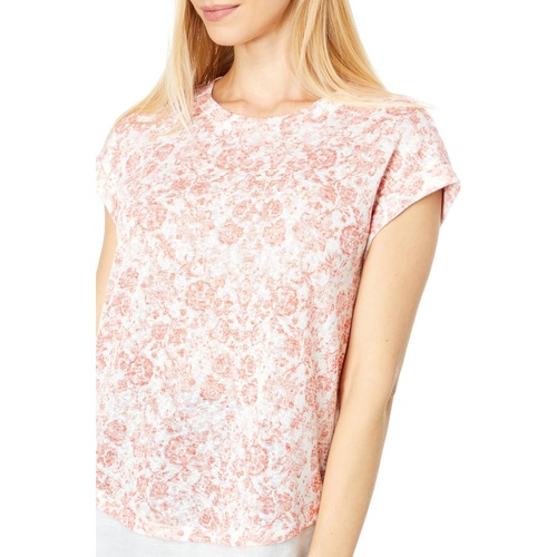  Bobeau Short Sleeve Crew Neck Flounce Top