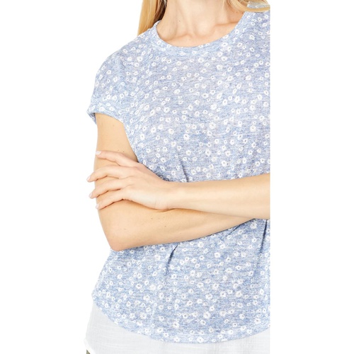  Bobeau Short Sleeve Crew Neck Flounce Top