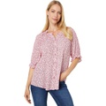 Bobeau Button-Down Blouse wu002F Ruffle Neck