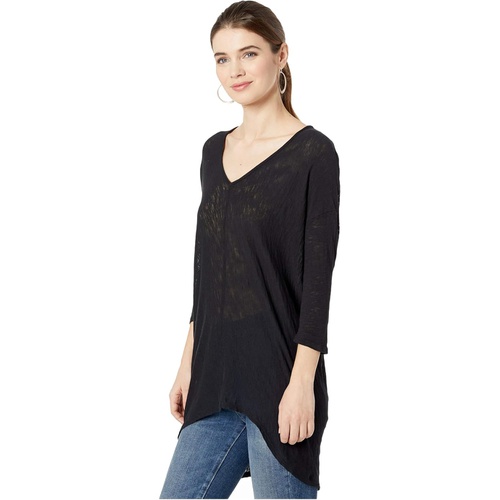  Bobi Los Angeles Cotton Slub 3/4 Sleeve High-Low Shirt