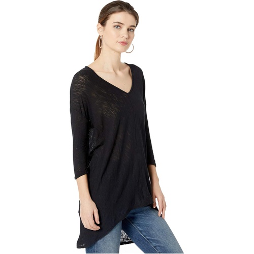  Bobi Los Angeles Cotton Slub 3/4 Sleeve High-Low Shirt