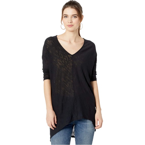  Bobi Los Angeles Cotton Slub 3/4 Sleeve High-Low Shirt