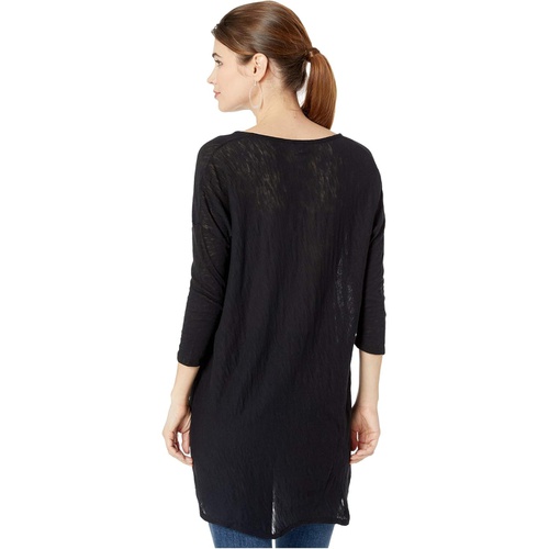  Bobi Los Angeles Cotton Slub 3/4 Sleeve High-Low Shirt