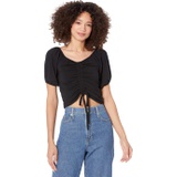bobi Los Angeles Cinched Front Crop Top in Draped Modal Jersey