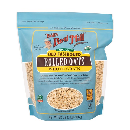  Bobs Red Mill Organic Old Fashioned Rolled Oats, 128 Oz