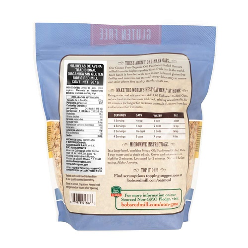  Bobs Red Mill Gluten Free Organic Old Fashioned Rolled Oats, 2 Pound (Pack of 1)