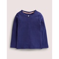 Boden Long-sleeved Rosebud T-shirt - Starboard Blue