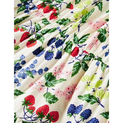 보덴 Boden Puff Sleeve Floral Dress - Vanilla Botanical Fruit