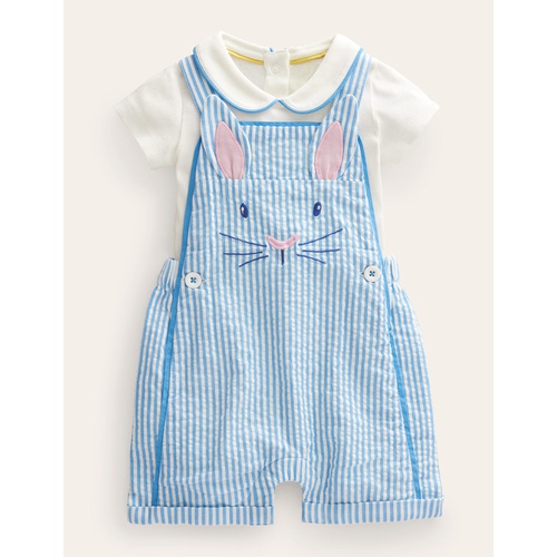 보덴 Boden Nostalgic Bunny Playset - Ivory/Bright Bluebell Ticking