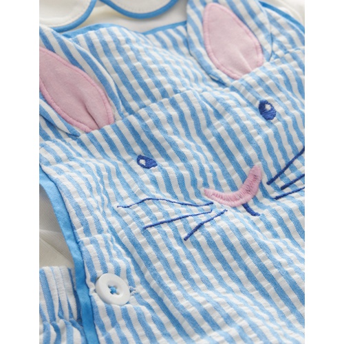 보덴 Boden Nostalgic Bunny Playset - Ivory/Bright Bluebell Ticking