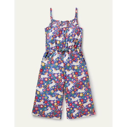 보덴 Boden Wide Leg Jersey Jumpsuit - Bluebell Small Unicorn Floral