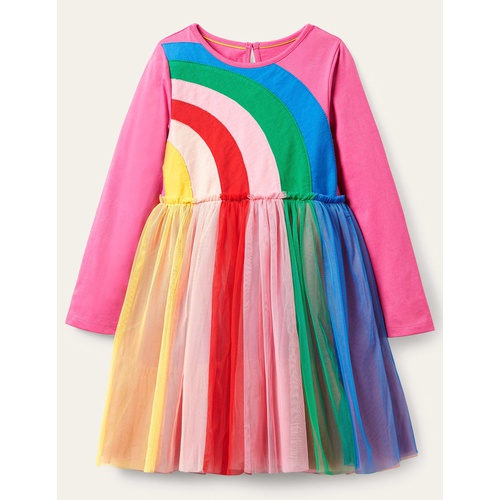 보덴 Boden Rainbow Tulle Dress - Tickled Pink Rainbow