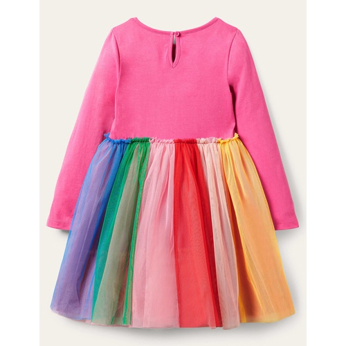 보덴 Boden Rainbow Tulle Dress - Tickled Pink Rainbow