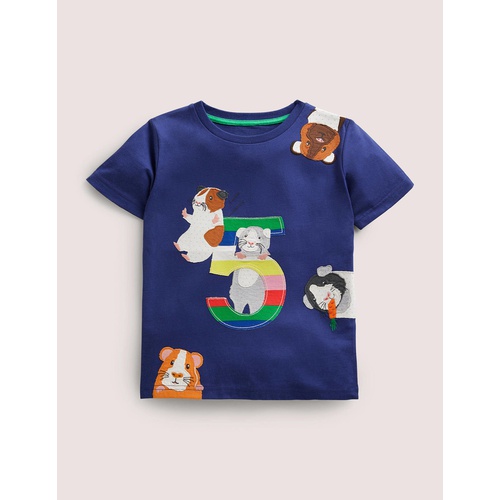 보덴 Boden Birthday Applique T-shirt - Starboard Guinea Pigs Five