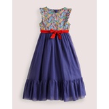 Boden Navy Floral Tulle Long Party Dress - Navy Multi Floral