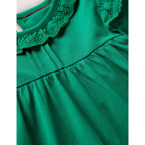 보덴 Boden Broderie Frill Dress - Shady Glade Green