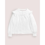 Boden Smocked Placket Top - White