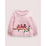 Boden Pretty Applique T-Shirt - Cameo Pink Robins