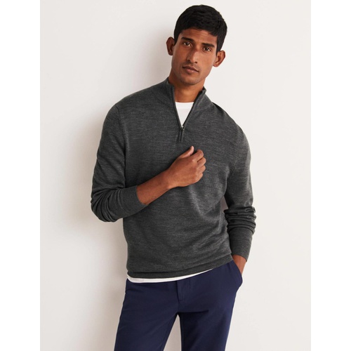 보덴 Boden Lambswool Half-Zip - Charcoal Melange