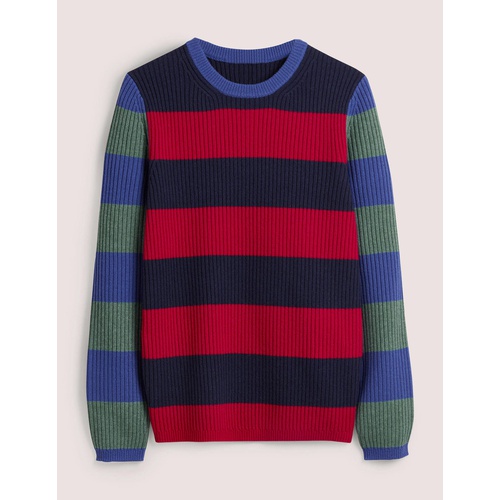 보덴 Boden Rib Crew Neck - Stripe Colourblock