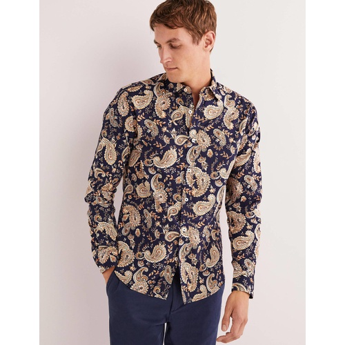 보덴 Boden Cutaway Twill Slim Fit Shirt - Navy Paisley Floral