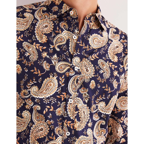 보덴 Boden Cutaway Twill Slim Fit Shirt - Navy Paisley Floral