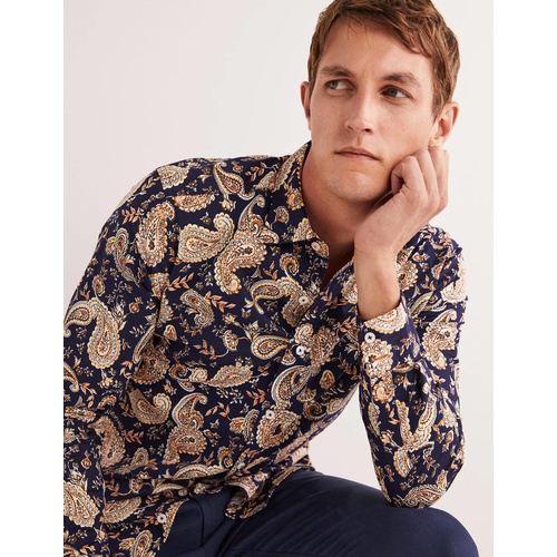 보덴 Boden Cutaway Twill Slim Fit Shirt - Navy Paisley Floral
