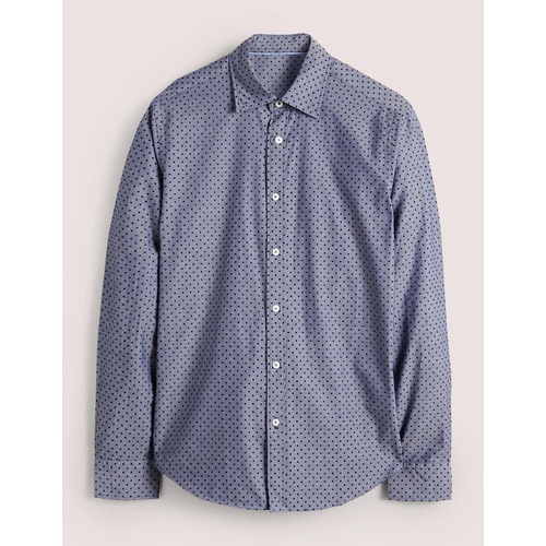보덴 Boden Cutaway Twill Slim Fit Shirt - Blue Flocked Spot