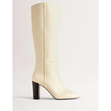 Boden Knee High Leather Boots - Off White