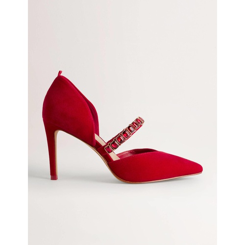 보덴 Boden Red Crystal Strap Heeled Courts - Poinsettia