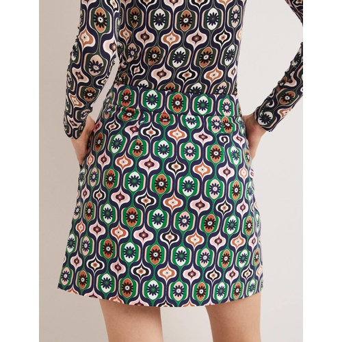 보덴 Boden Jersey A-Line Mini Skirt - Multi, Geo Swirl