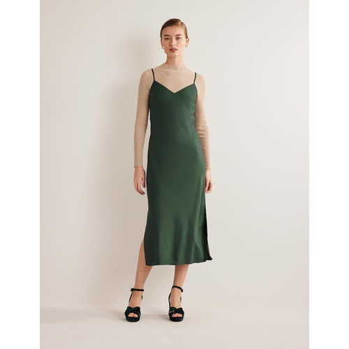 보덴 Boden Elena Midi Slip Dress - Onyx Green