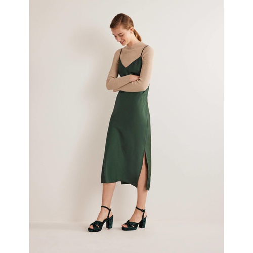 보덴 Boden Elena Midi Slip Dress - Onyx Green