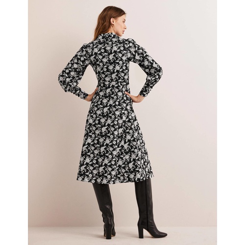 보덴 Boden Empire Midi Shirt Dress - Black, Chintz Bloom