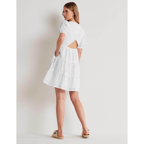 보덴 Boden Back Detail Broderie Dress - White