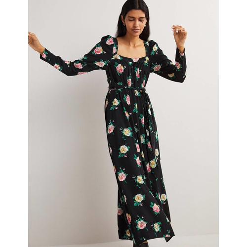 보덴 Boden Square Neck Maxi Dress - Black, Painterly Rose