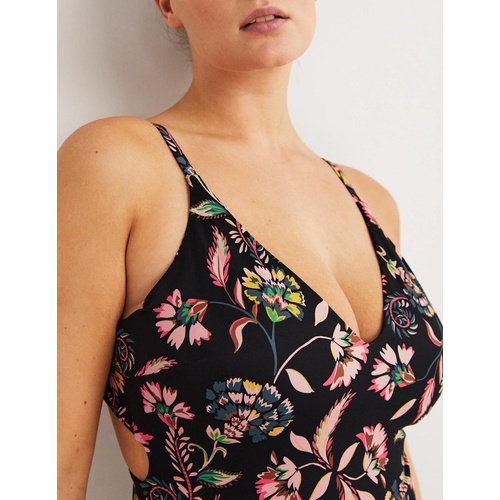 보덴 Boden Cross Strap Low Back Swimsuit - Nero, Blossom Pome