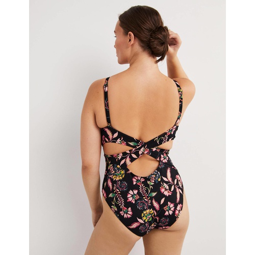 보덴 Boden Cross Strap Low Back Swimsuit - Nero, Blossom Pome