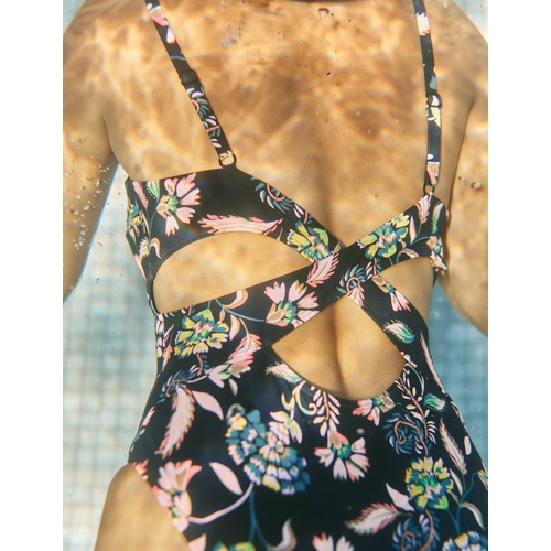 보덴 Boden Cross Strap Low Back Swimsuit - Nero, Blossom Pome
