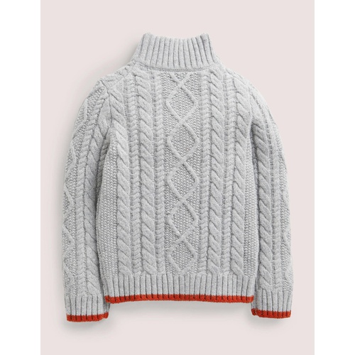 보덴 Boden Grey Half Zip Cable Knit Sweater - Grey Marl Cable