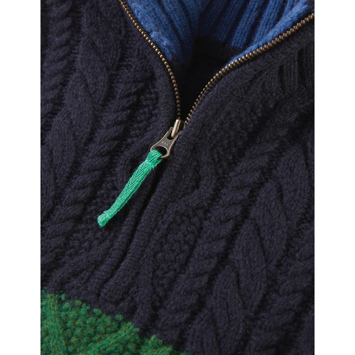 보덴 Boden Colorblock Half Zip Cable Knit Sweater - Multi Colourblock