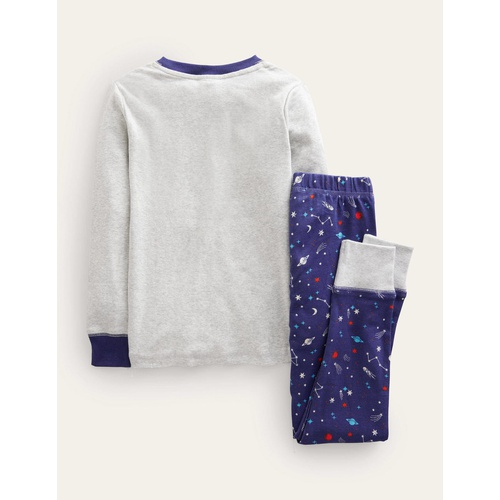 보덴 Boden Snug Glow-in-the-dark Pajamas - Grey Marl Space