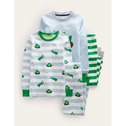 보덴 Boden Snug Twin Pack Long Pajamas - Surf Frog