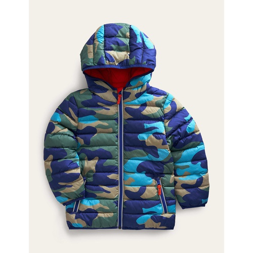 보덴 Boden Cosy Pack-away Padded Jacket - Brilliant Blue Camo