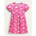 Boden Puff Sleeve Dress - Tickled Pink Dinosaur Toile