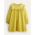 Boden Embroidered Yoke Jersey Dress - Sweetcorn Yellow