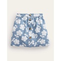 Boden Denim Button Through Skirt - Denim Flower