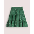 Boden Three Tiered Midi Skirt - Trekking Green/Gold Spot